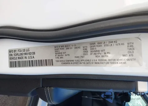 2021 Jeep Grand Cherokee L Limited 4X2 из США, поврежденный, VIN 1C4RJJBG1M8193139